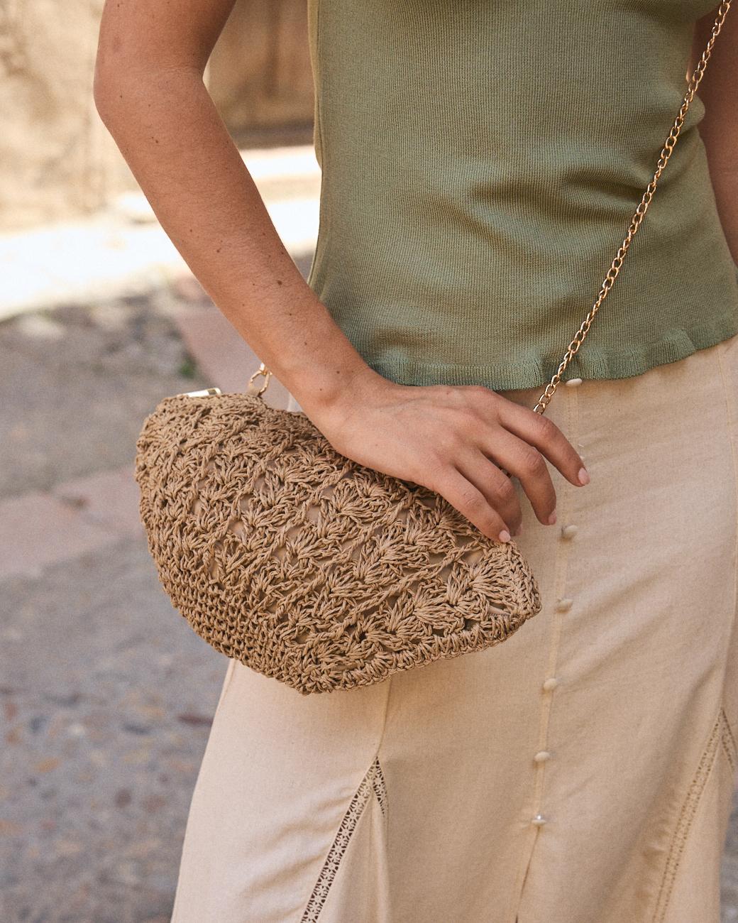 Raffia Tasche mit Muschel