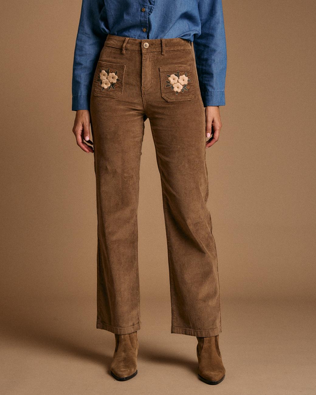 Cordhose mit Blumen Andrea