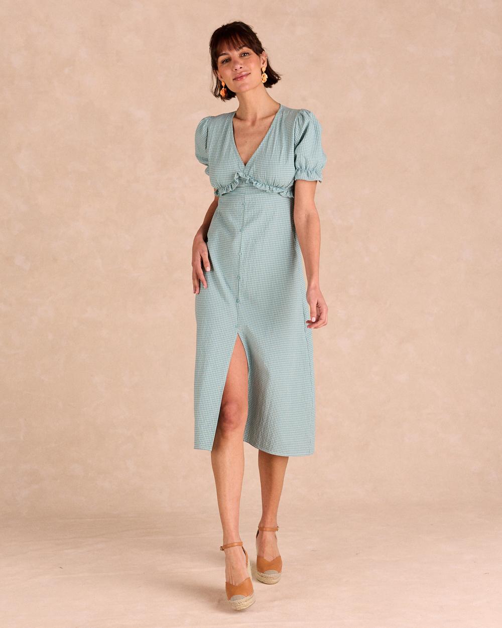 Langes Kleid mit Karomuster Giada