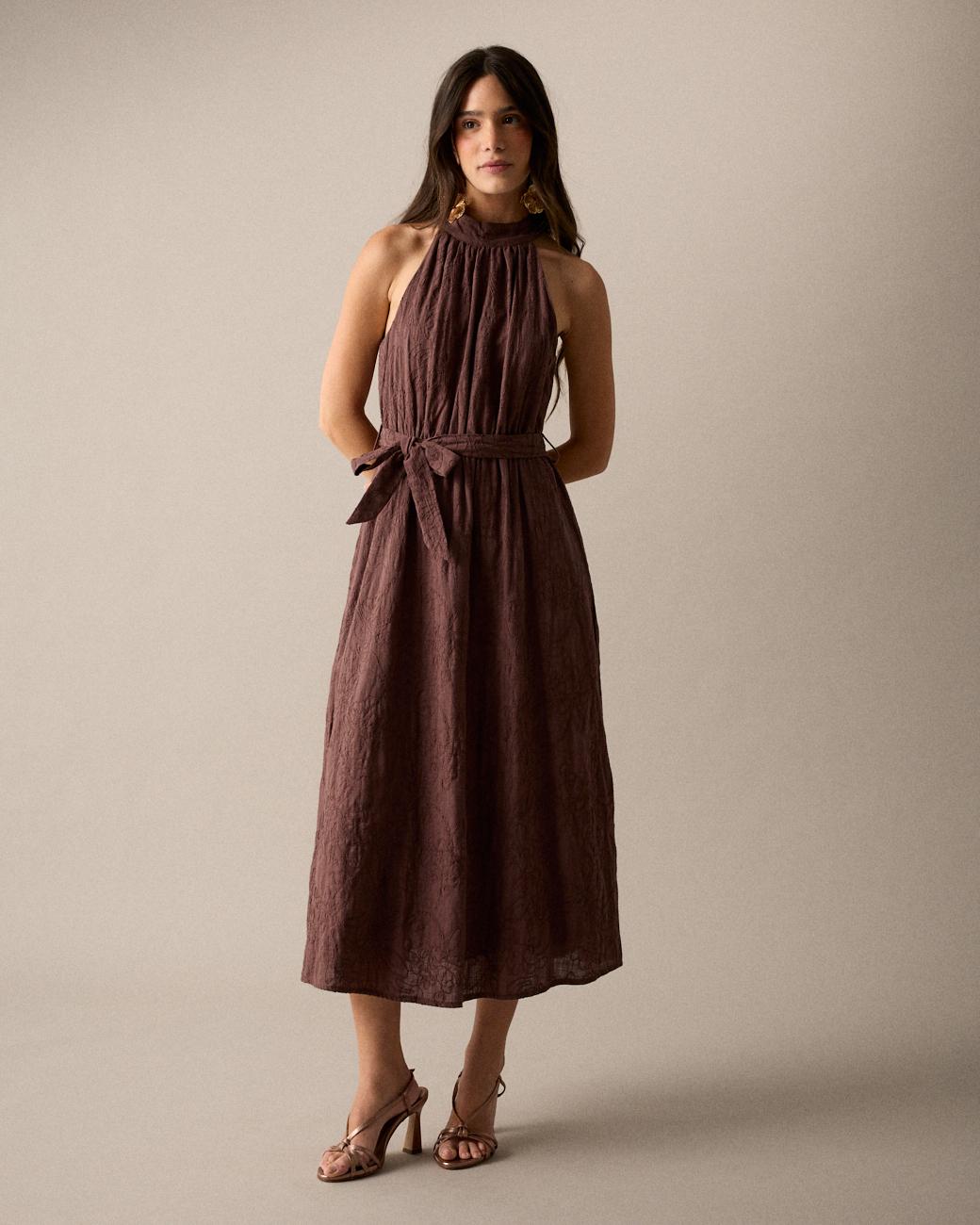 Besticktes Kleid mit Neckholder