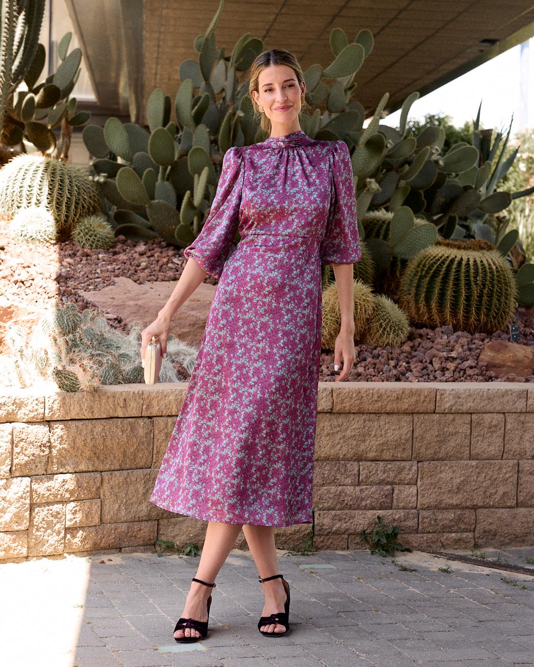 Langes bedrucktes Kleid Min