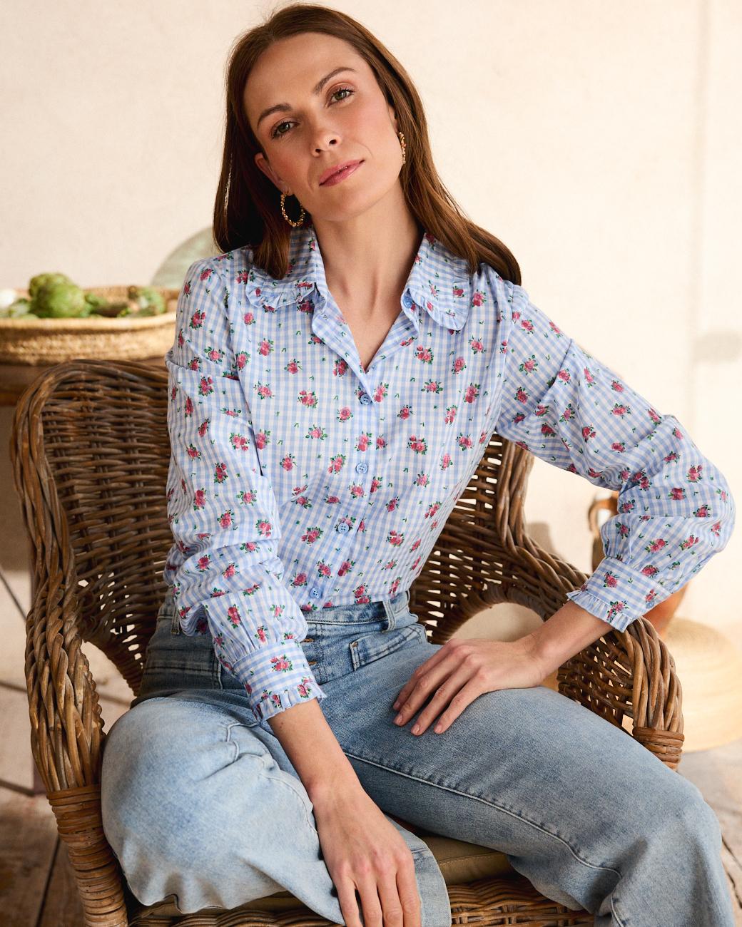 Vichy-Bluse Rosen