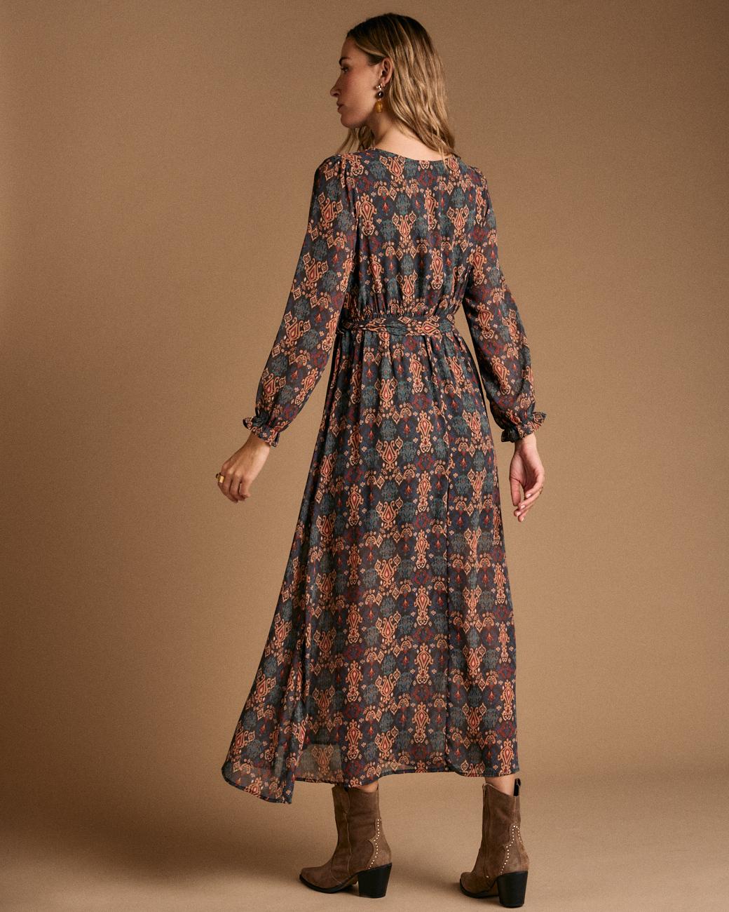 Langes Kleid mit Muster Esmeralda