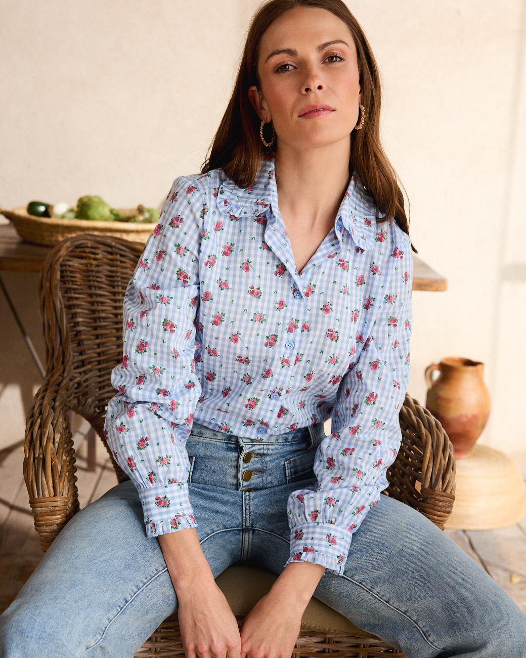 Vichy-Bluse Rosen