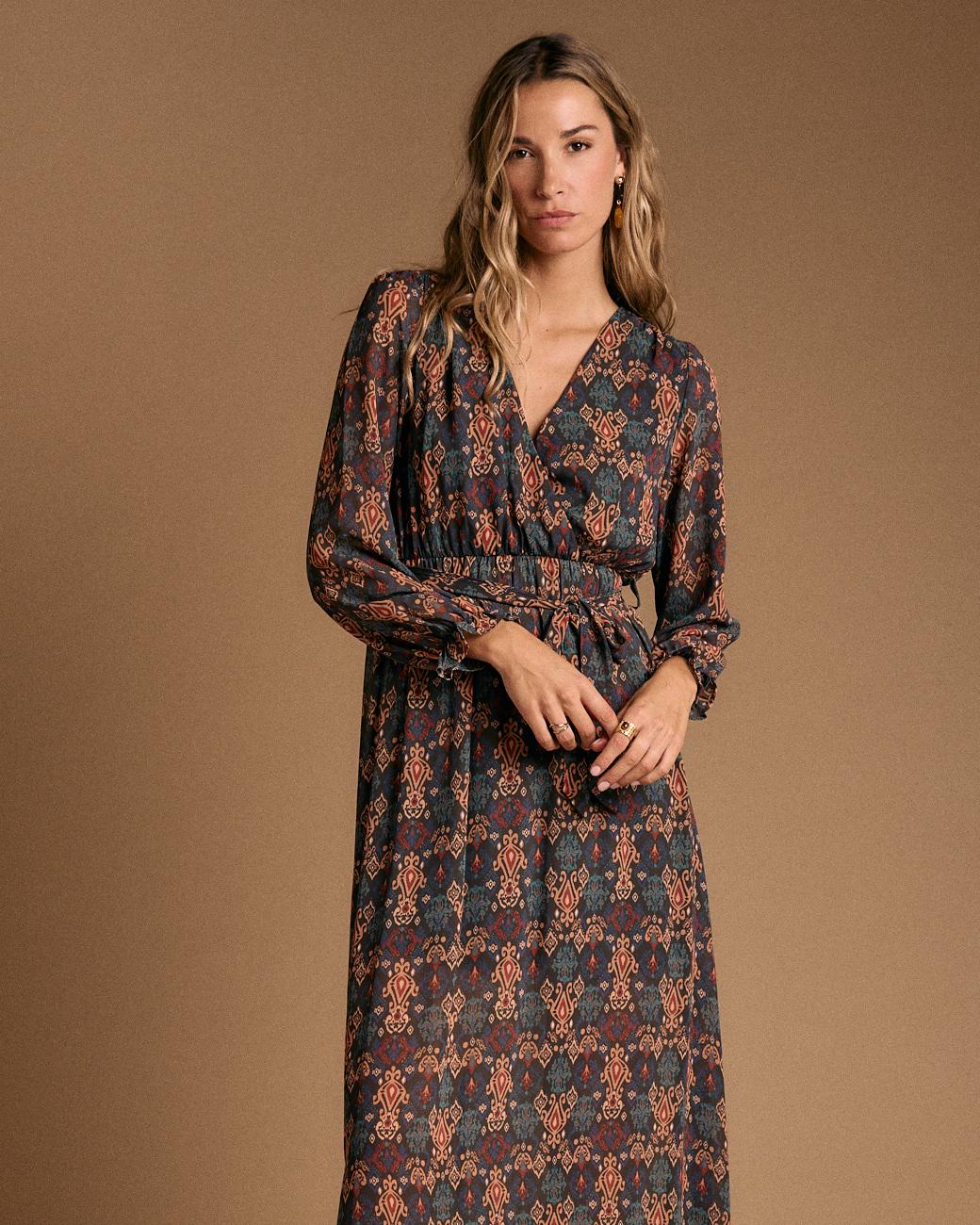 Langes Kleid mit Muster Esmeralda