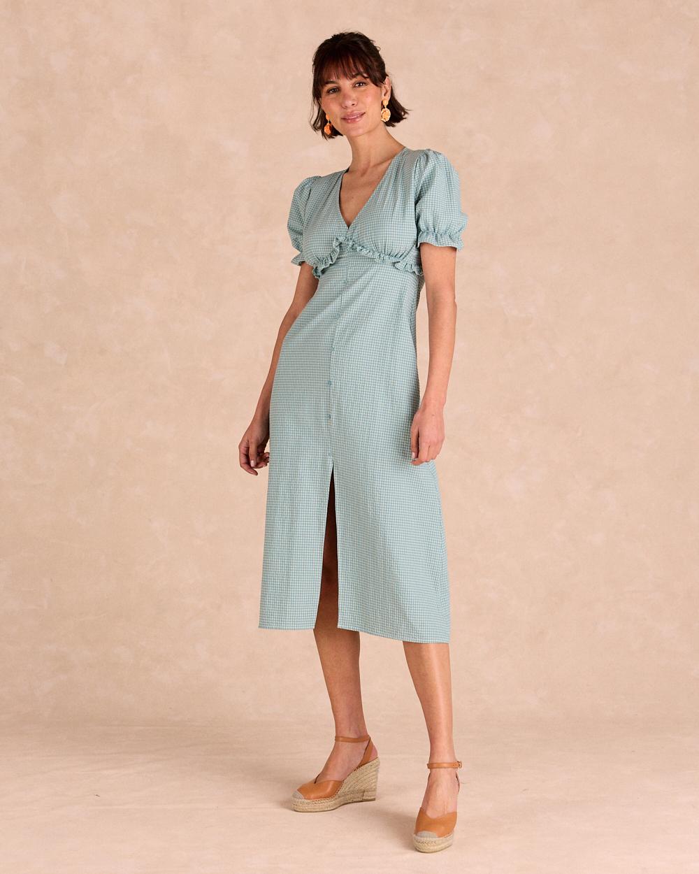 Langes Kleid mit Karomuster Giada