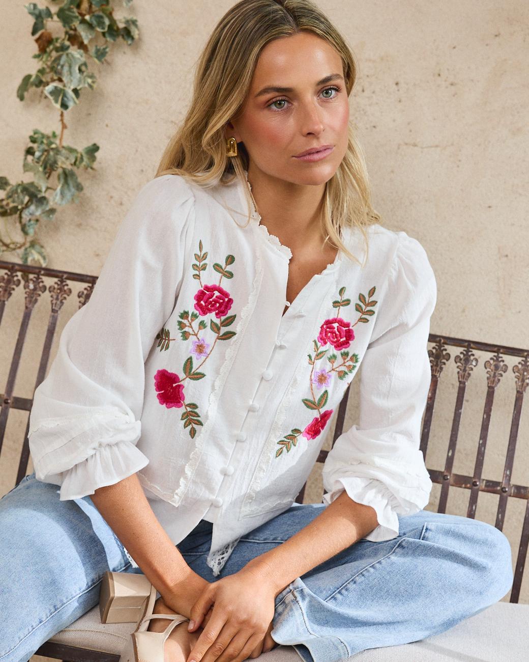Bluse mit Spitzen Miriam