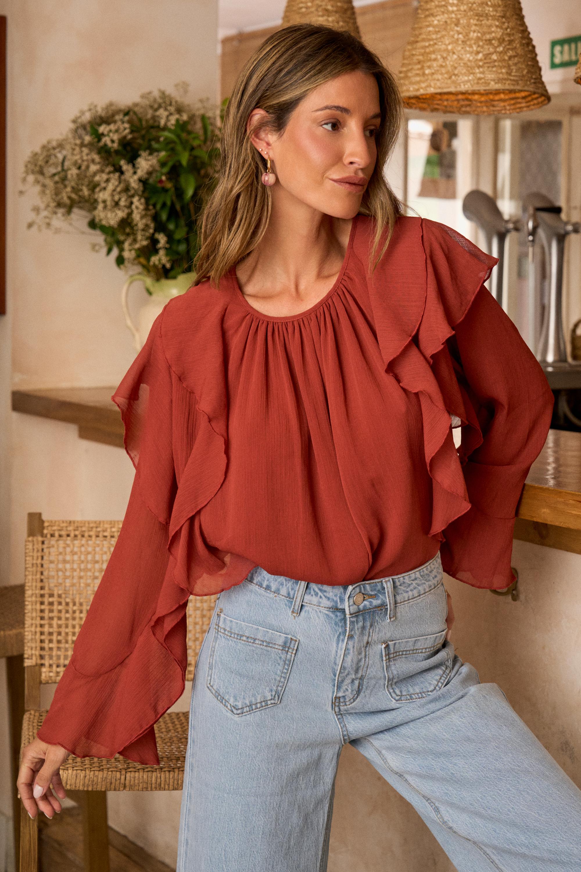 Bluse mit Volants Inaya