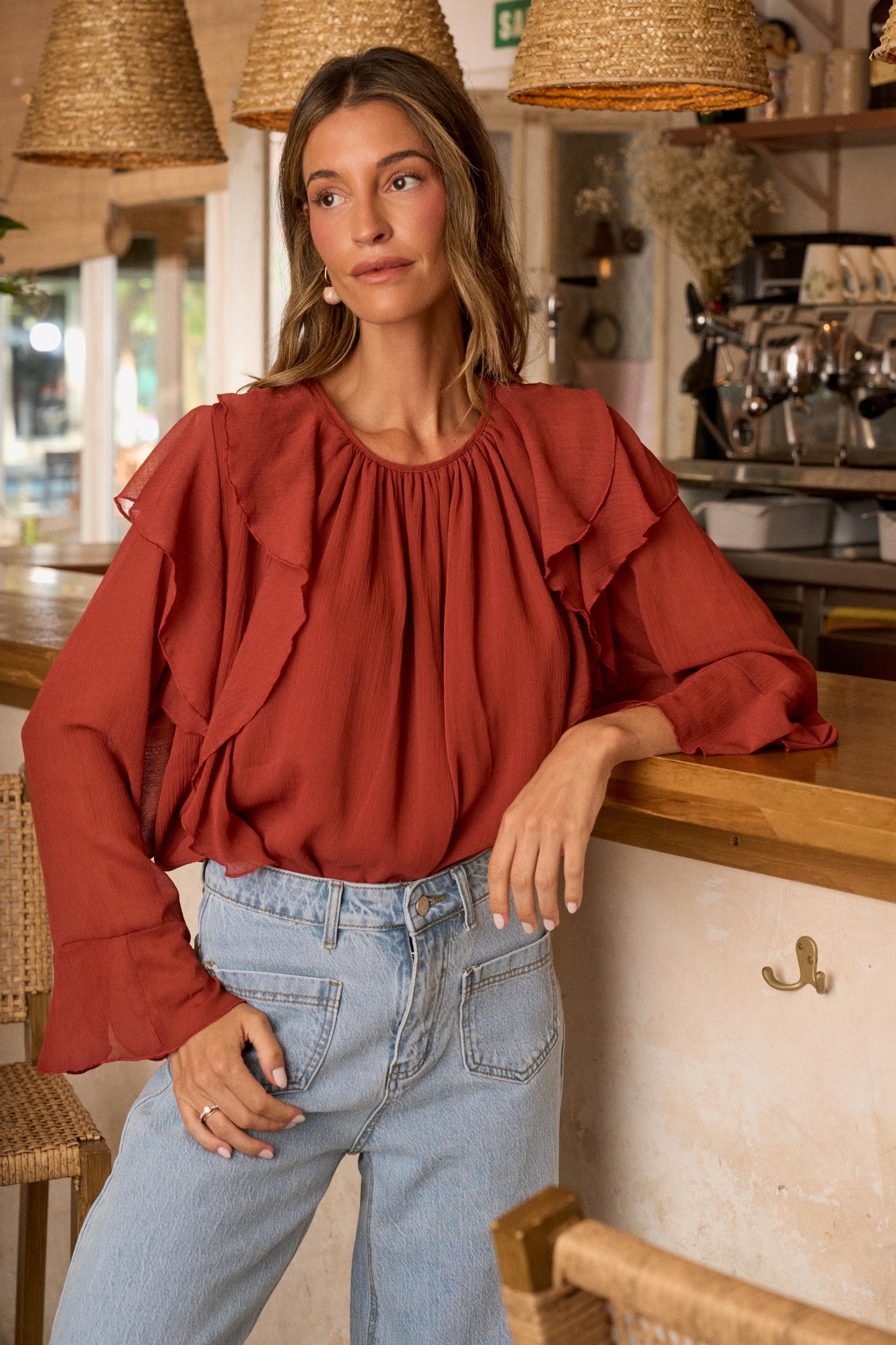 Bluse mit Volants Inaya