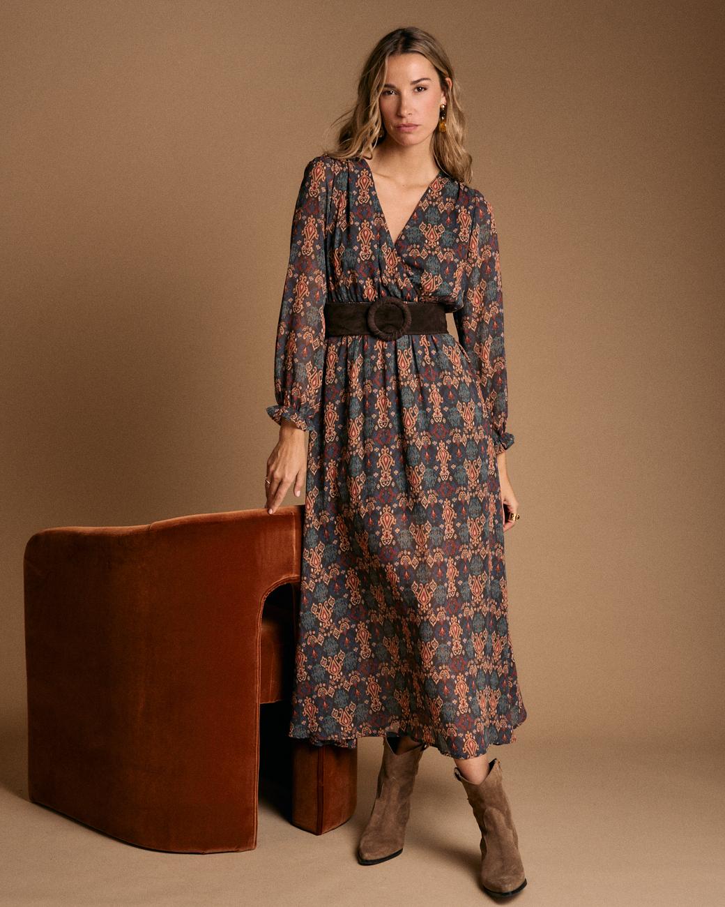 Langes Kleid mit Muster Esmeralda