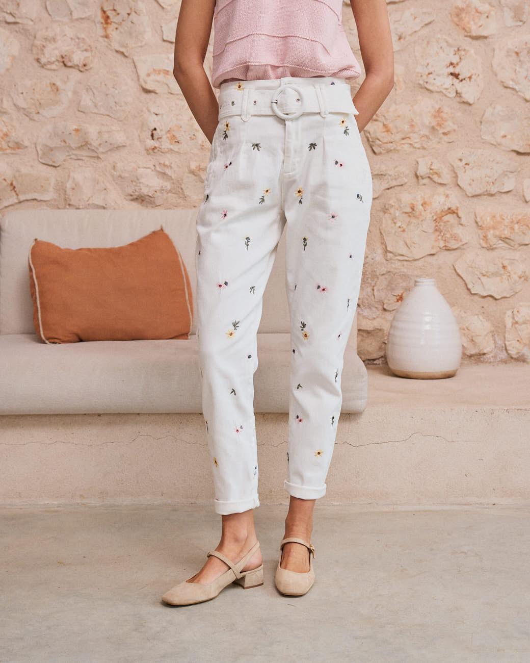 Zenia Jeans mit Blumenmuster