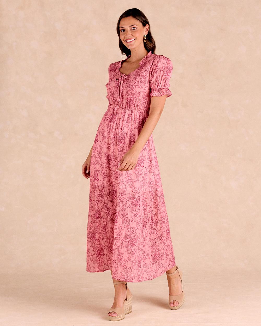 Langes Kleid mit Schleife Carolina