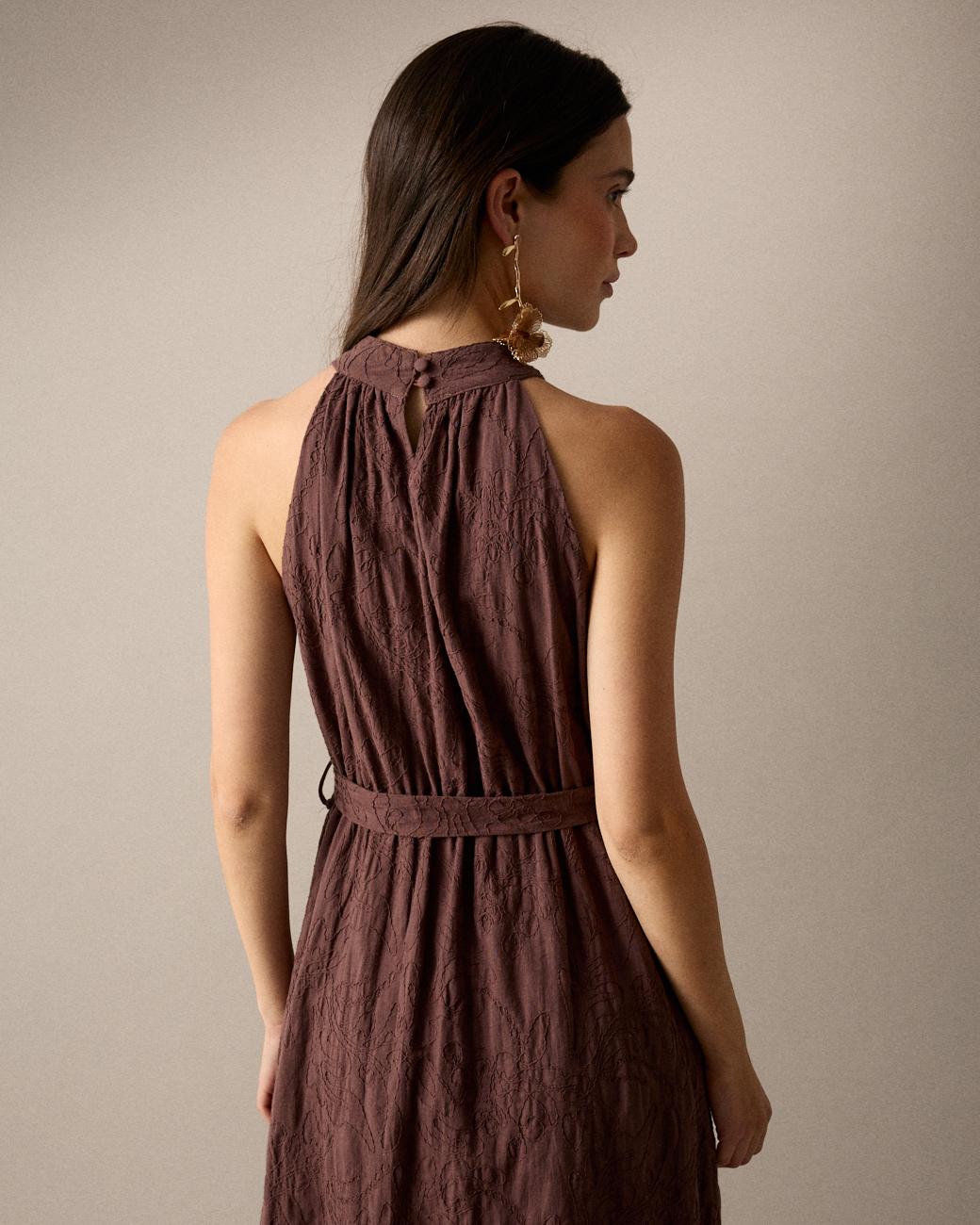 Besticktes Kleid mit Neckholder