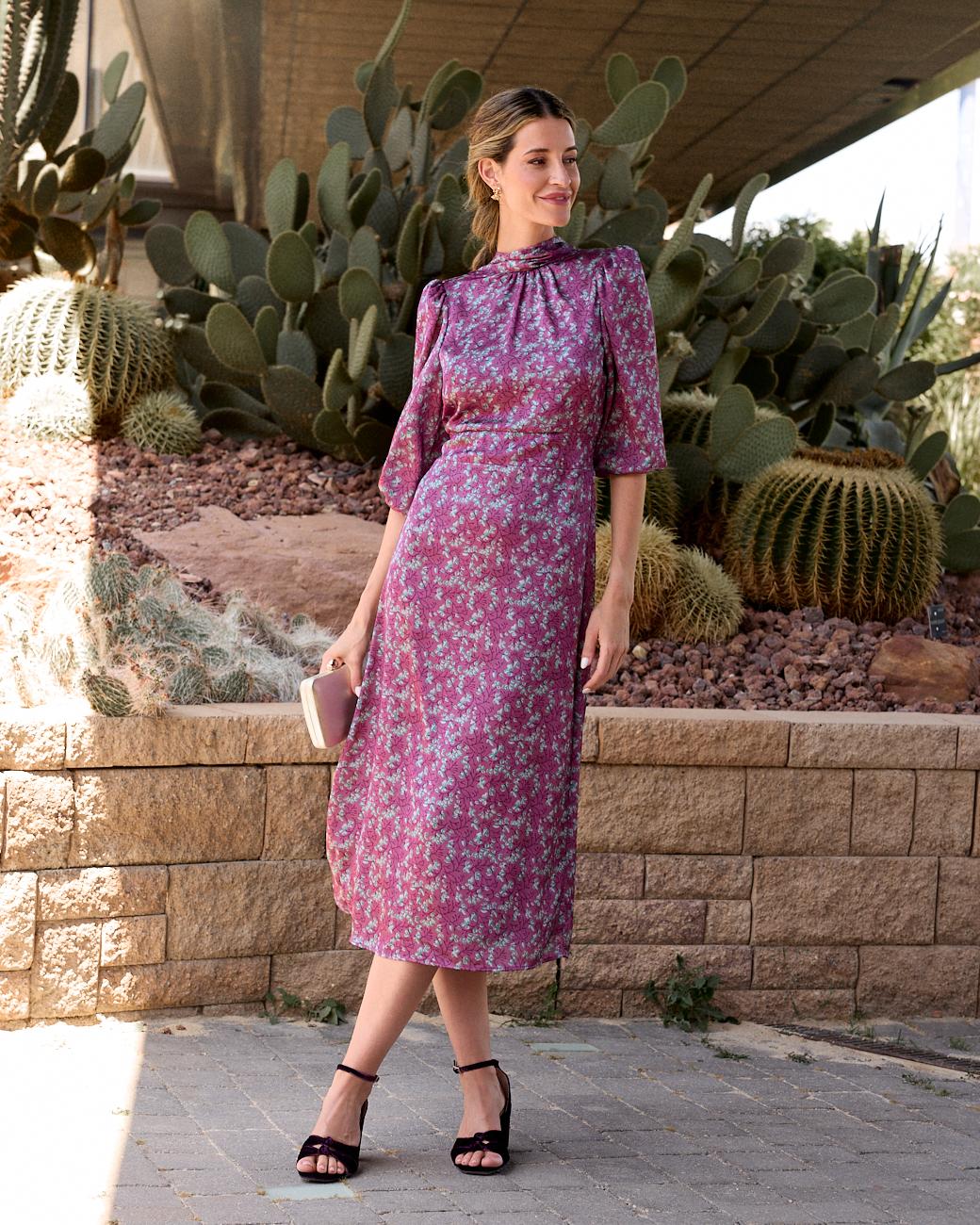 Langes bedrucktes Kleid Min