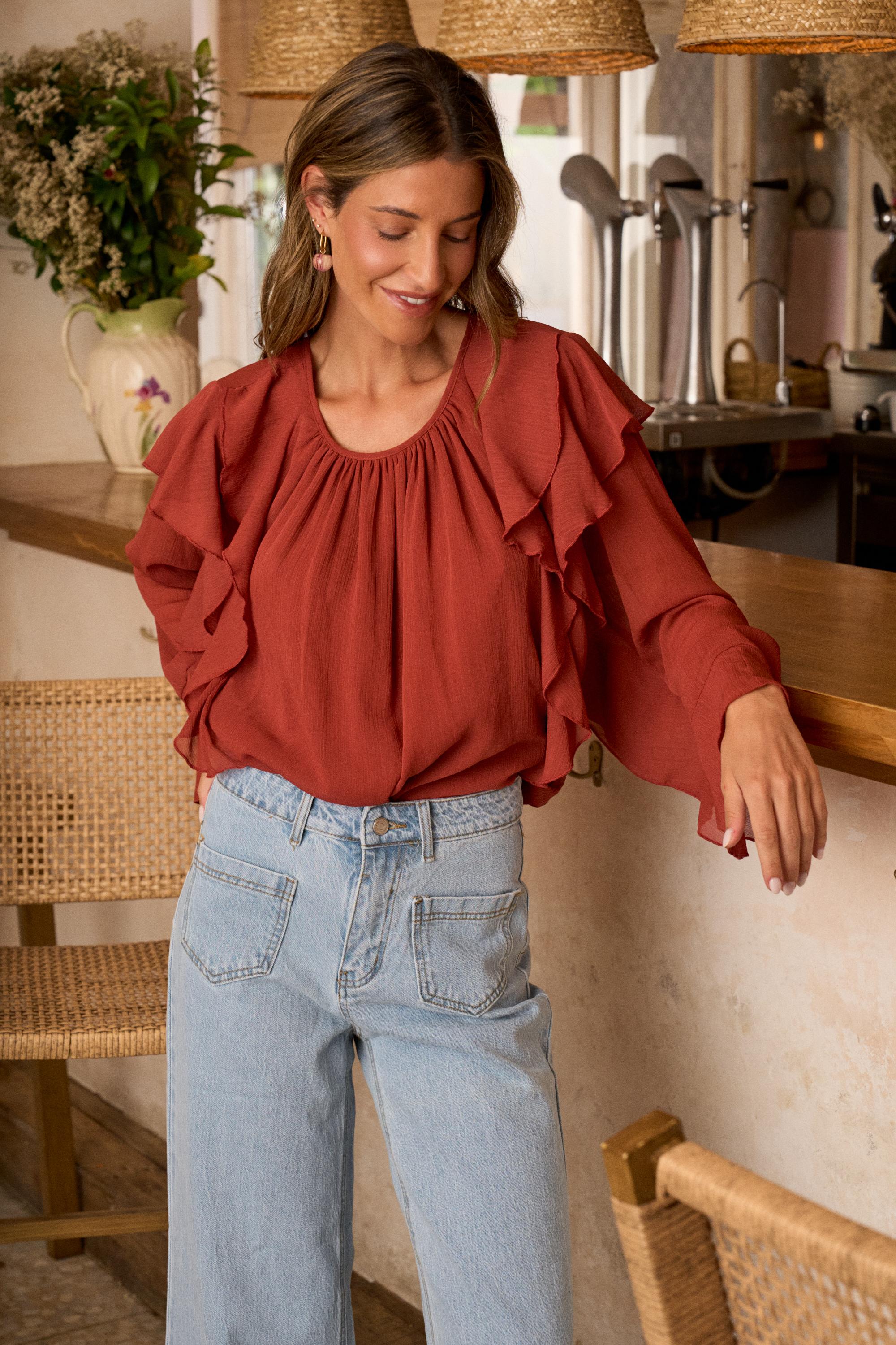 Bluse mit Volants Inaya