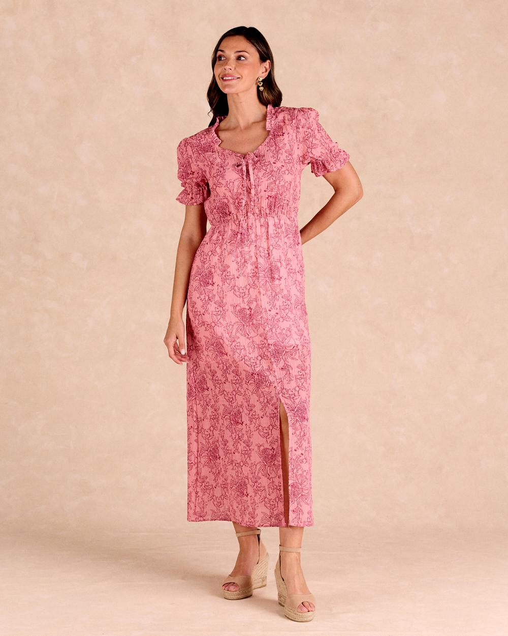Langes Kleid mit Schleife Carolina