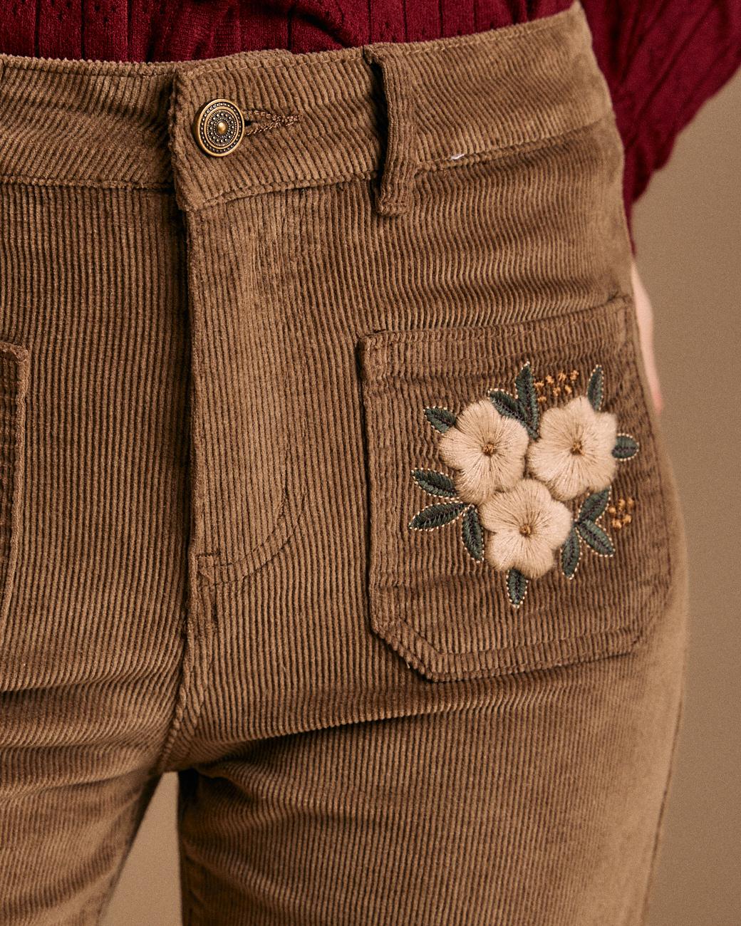 Cordhose mit Blumen Andrea