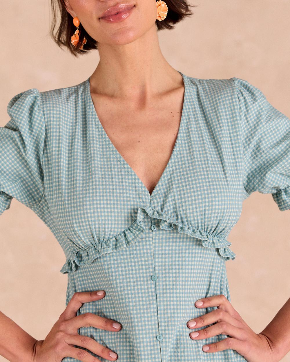 Langes Kleid mit Karomuster Giada