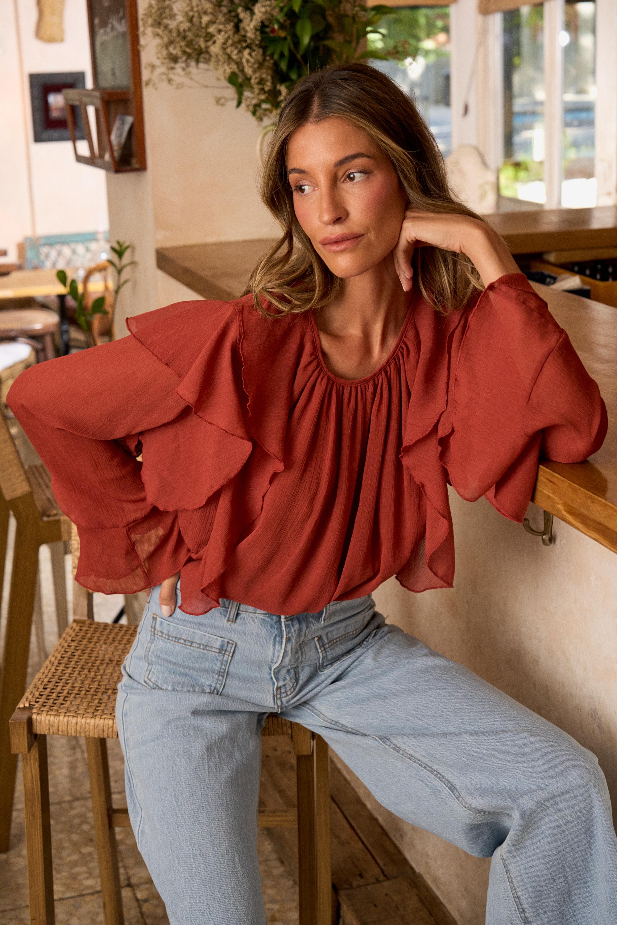 Bluse mit Volants Inaya