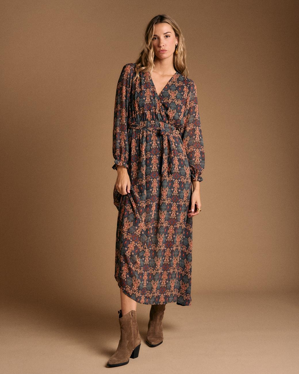 Langes Kleid mit Muster Esmeralda