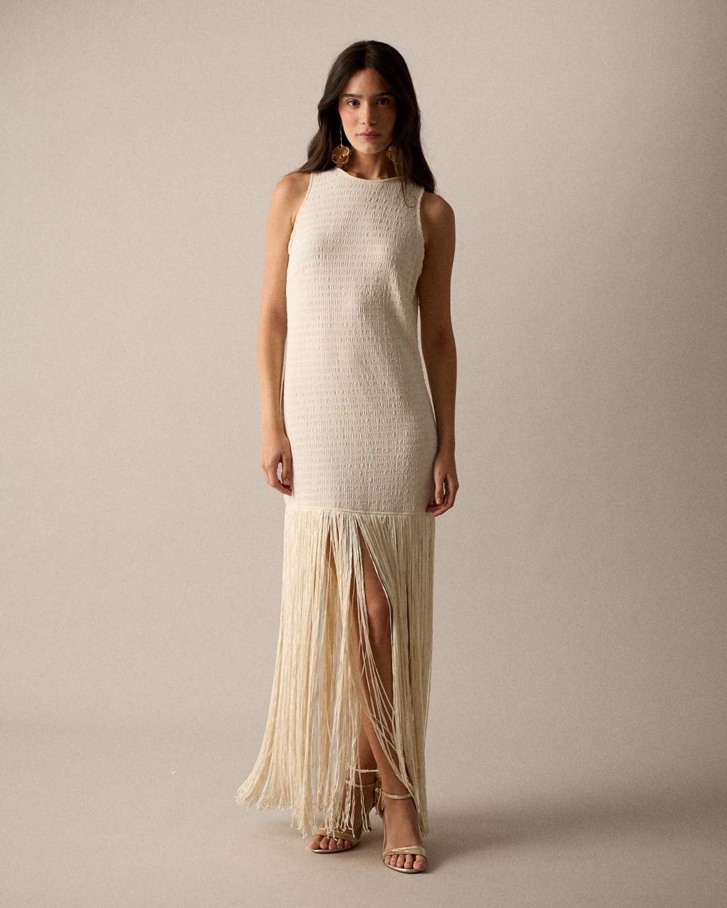 Langes Kleid mit Fransen Lira