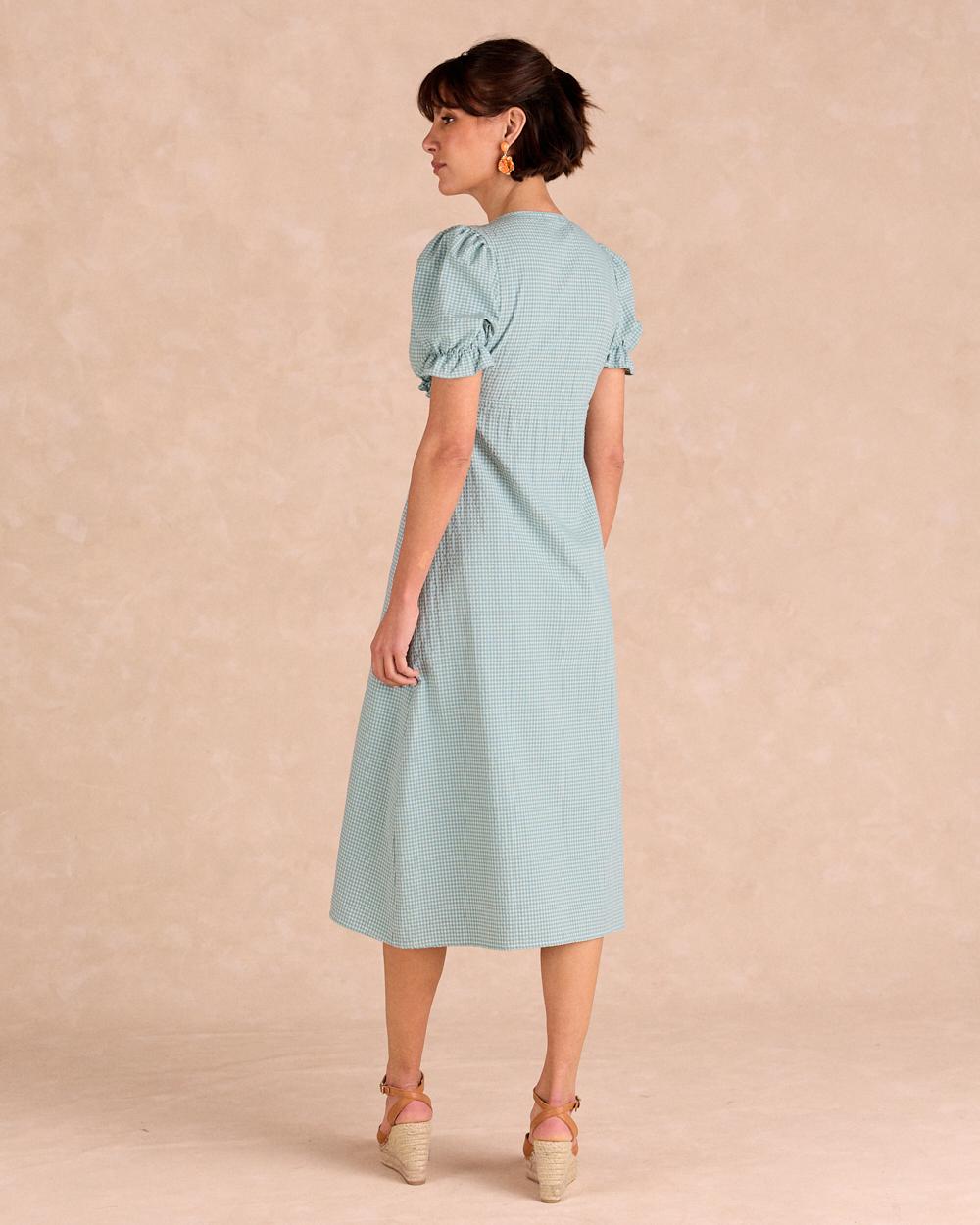 Langes Kleid mit Karomuster Giada