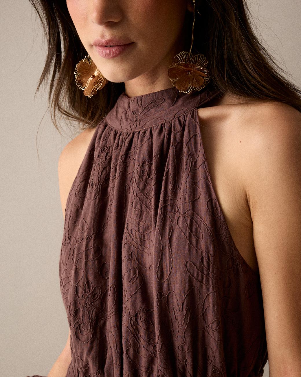 Besticktes Kleid mit Neckholder