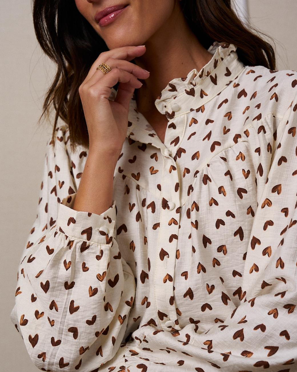 Bluse mit Herzmotiven Kati