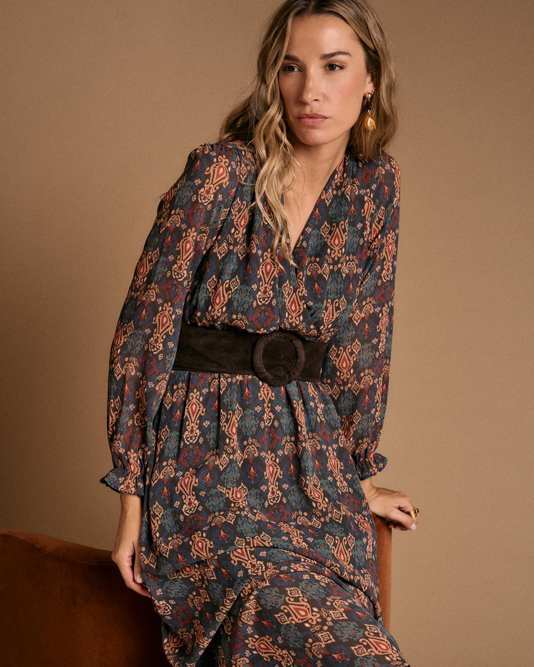 Langes Kleid mit Muster Esmeralda