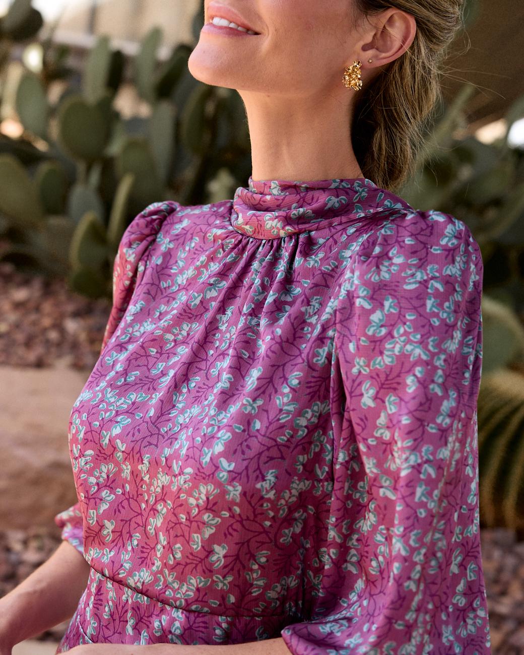Langes bedrucktes Kleid Min