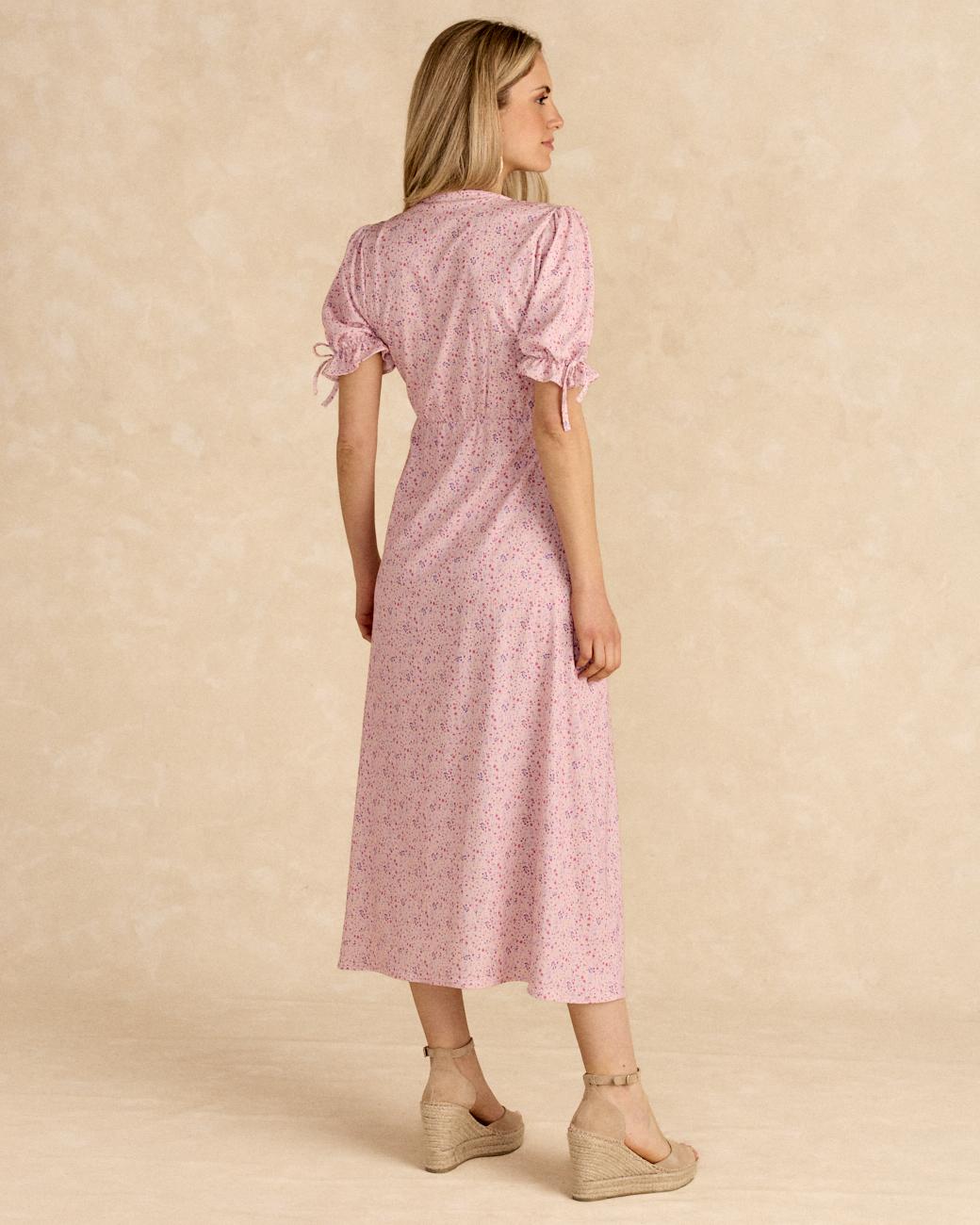 Langes bedrucktes Kleid Rose