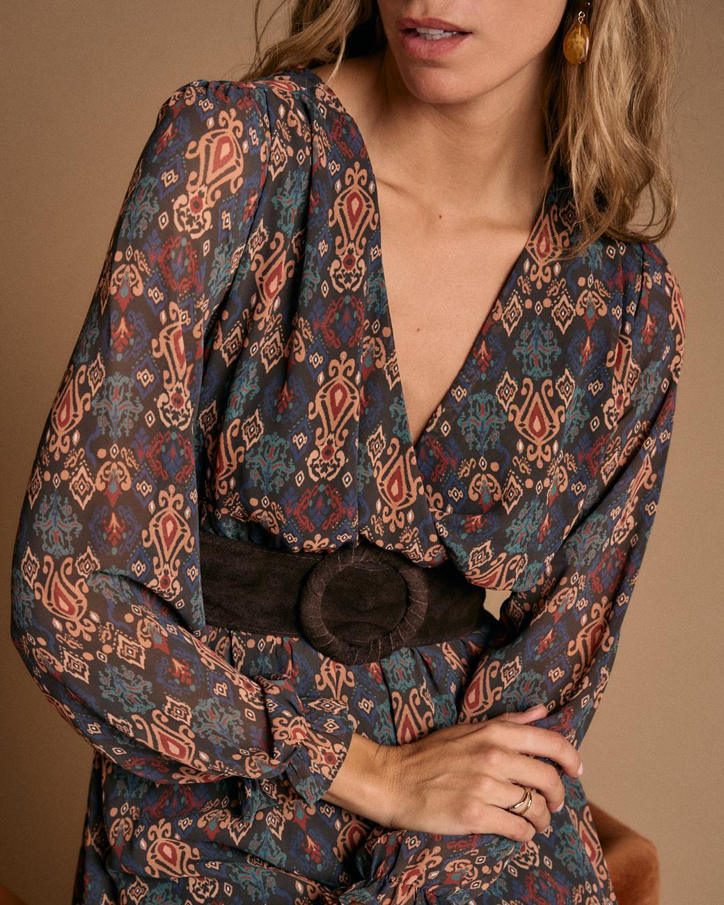 Langes Kleid mit Muster Esmeralda
