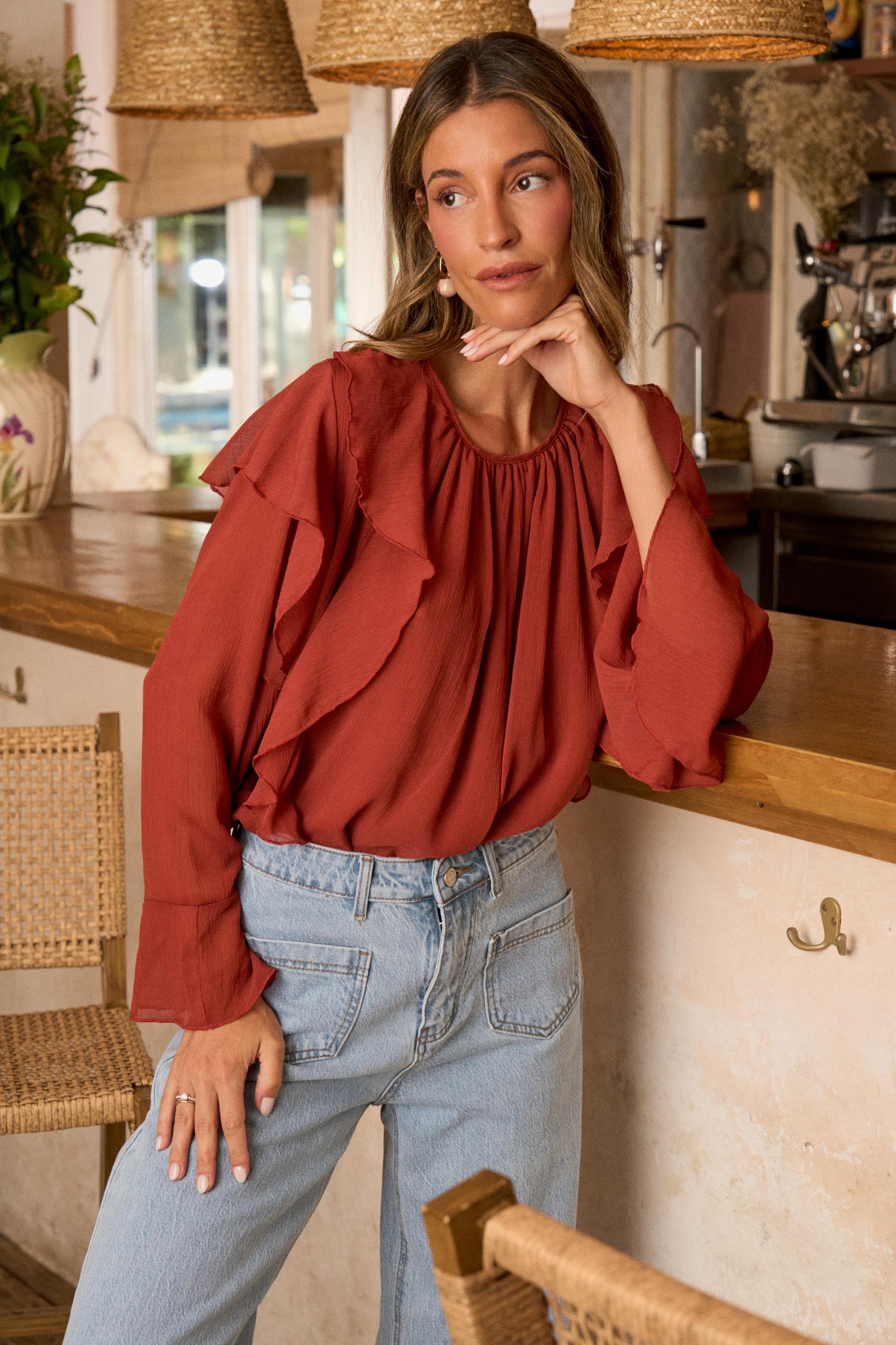 Bluse mit Volants Inaya