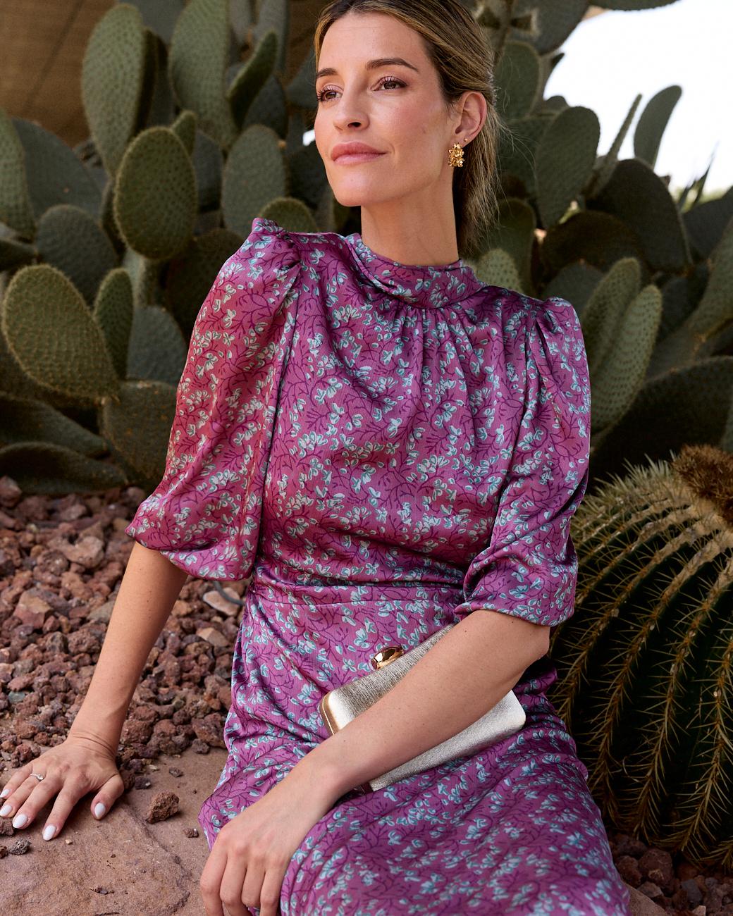 Langes bedrucktes Kleid Min