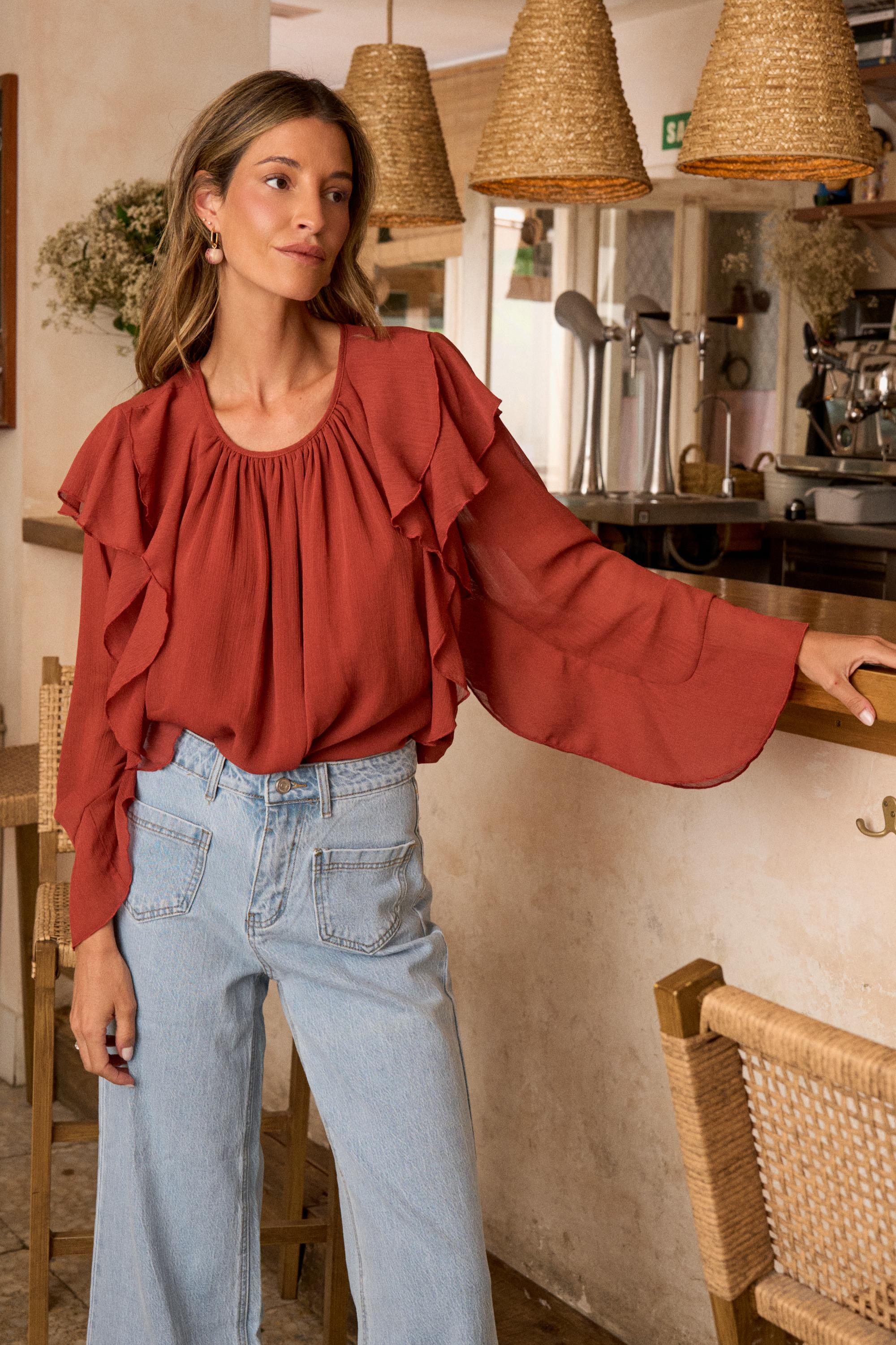 Bluse mit Volants Inaya